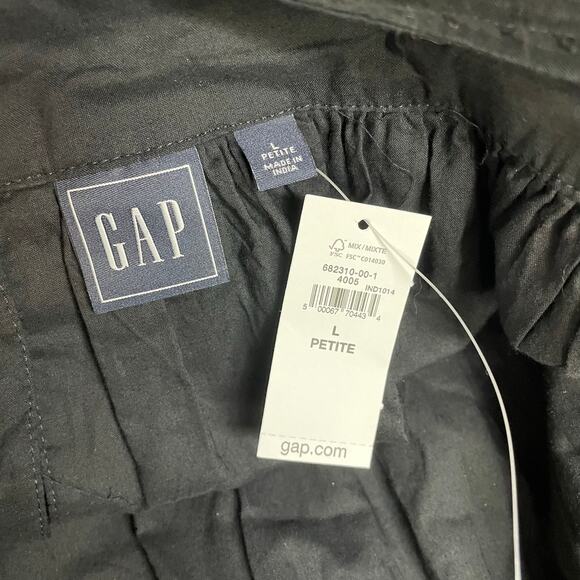 Gap Tie Strap Cami Midi Dress Textured Black Cotton Minimalist LP L Large Petite - Picture 11 of 13